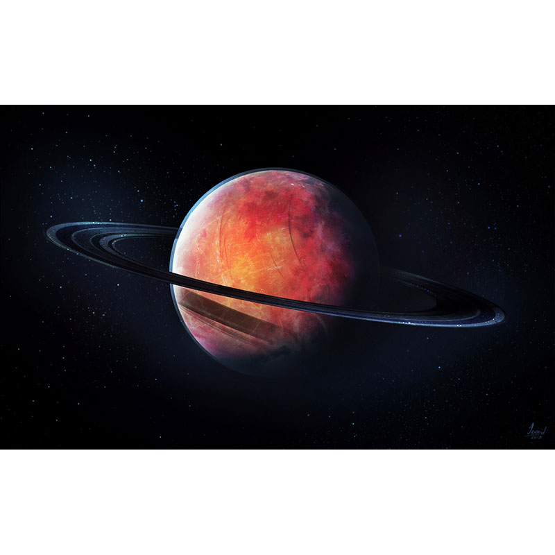 Πίνακας σε καμβά Κόκκινος Πλανήτης με Δακτύλιο